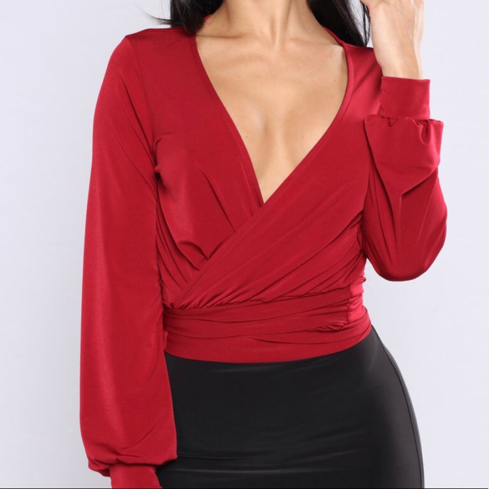 Sexy wrap crop top blouse